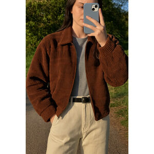 Vtg Copper color Avant garde Bomber textured Lightweight Unisex Jacket Sz 4=M/XL